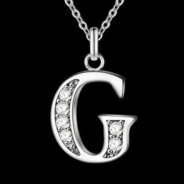 Letter Necklace A-S  silver plated