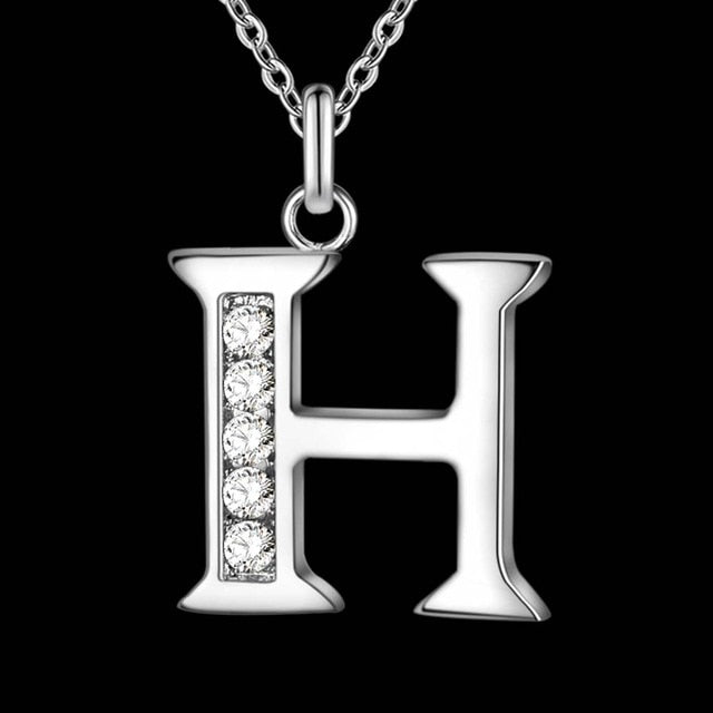 Letter Necklace A-S  silver plated