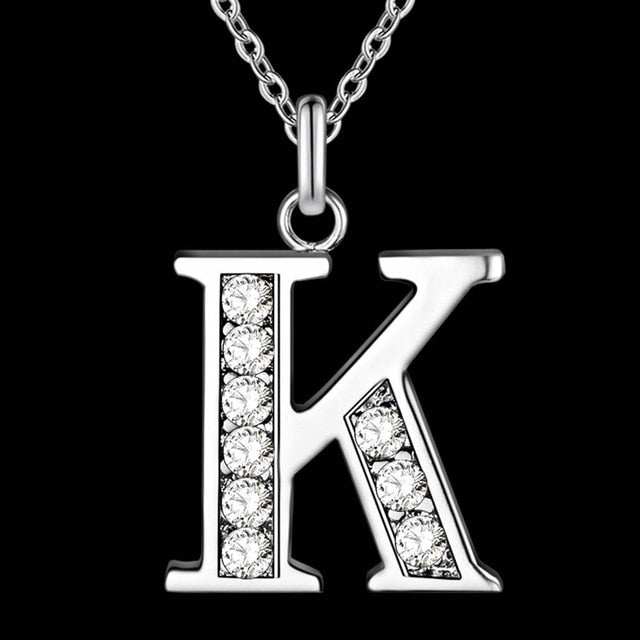 Letter Necklace A-S  silver plated