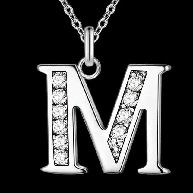 Letter Necklace A-S  silver plated