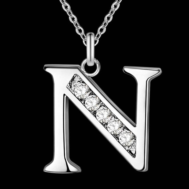 Letter Necklace A-S  silver plated