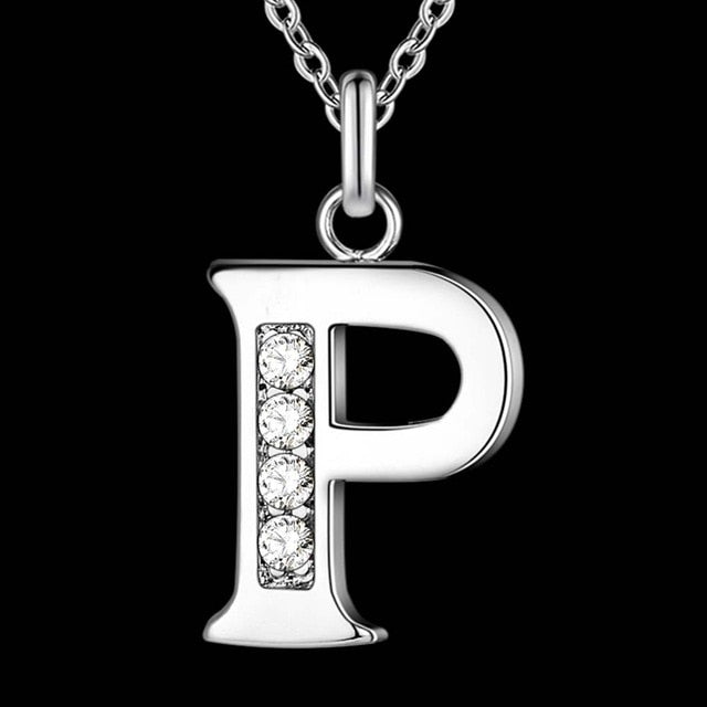 Letter Necklace A-S  silver plated