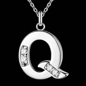 Letter Necklace A-S  silver plated