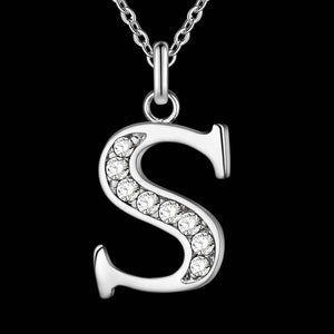 Letter Necklace A-S  silver plated