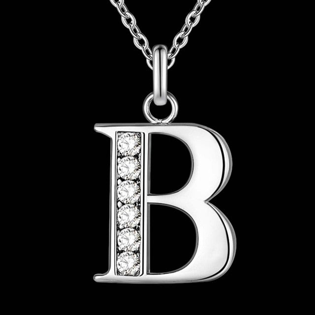 Letter Necklace A-S  silver plated