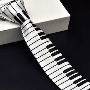 New Men's Black & White Piano Keyboard Necktie