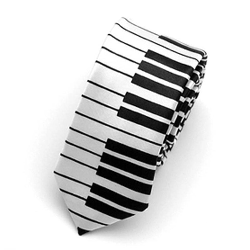 New Men's Black & White Piano Keyboard Necktie