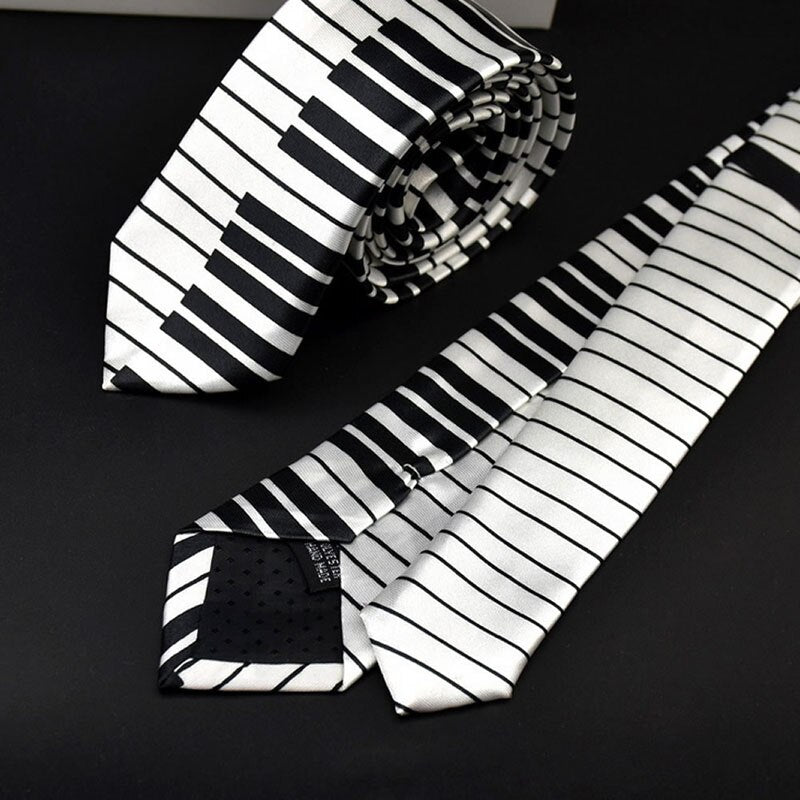 New Men's Black & White Piano Keyboard Necktie