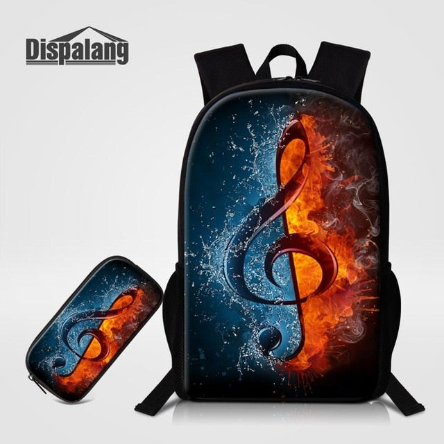 2pcs/set Musical Note Print Backpacks-Just4uCollectible