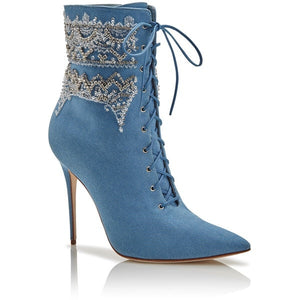 Chic Blue Jean Ankle Boots