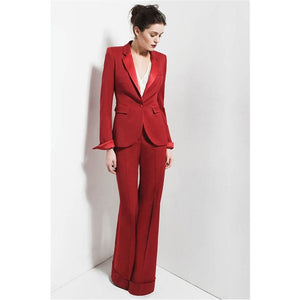 Red One Buttom 2 Piece Sets Womens Business Suits