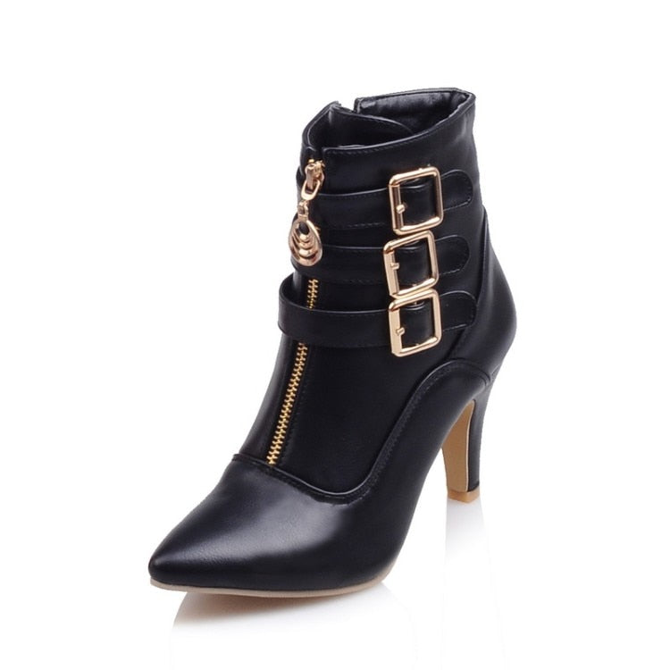 Boots - Pointed toe high heels short boot