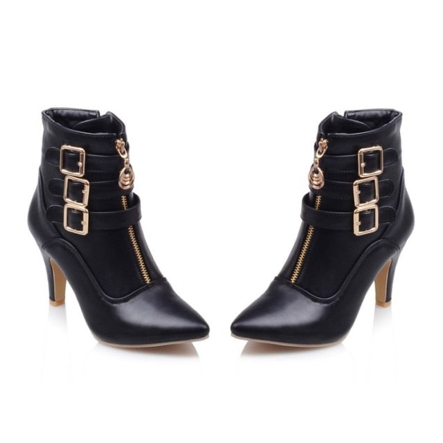 Boots - Pointed toe high heels short boot