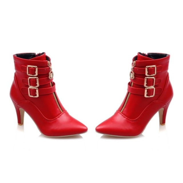 Boots - Pointed toe high heels short boot