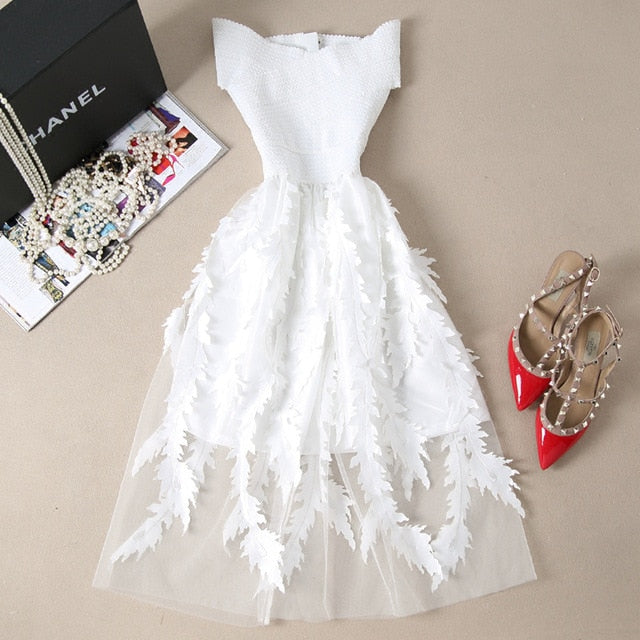 Young Women Lace Bandage Patchwork Stretch Elegant Dress