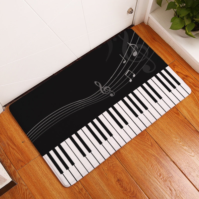 Piano Mat Music Notes Pattern