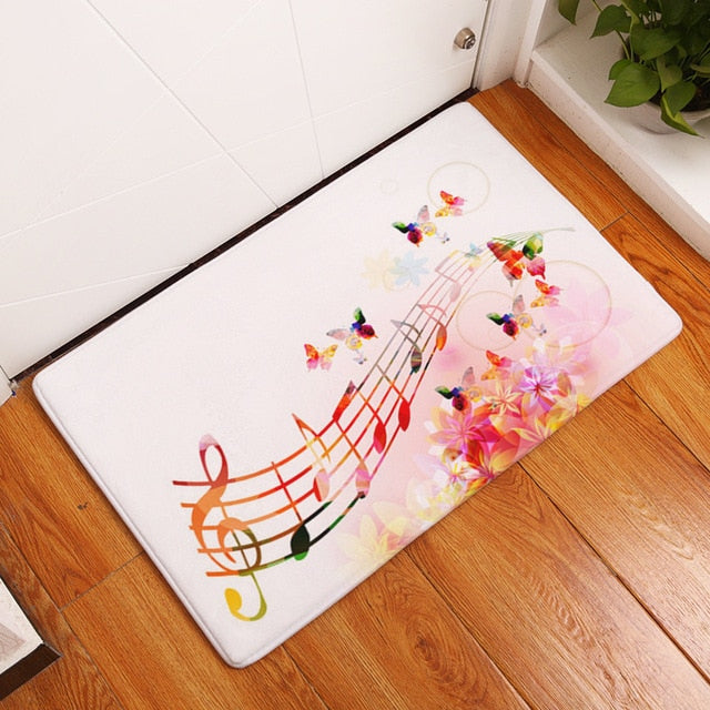 Piano Mat Music Notes Pattern