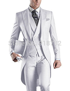 Wedding Suit - Italian Men Tailcoat Gray Black White Wedding Suits