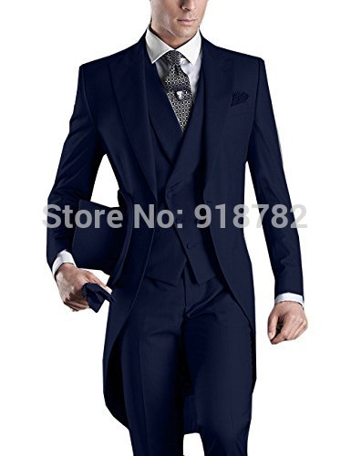 Wedding Suit - Italian Men Tailcoat Gray Black White Wedding Suits