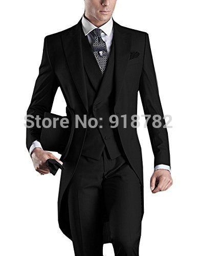 Wedding Suit - Italian Men Tailcoat Gray Black White Wedding Suits