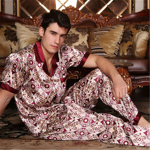 Male Spring Summer Short Sleeve Silk Pajama