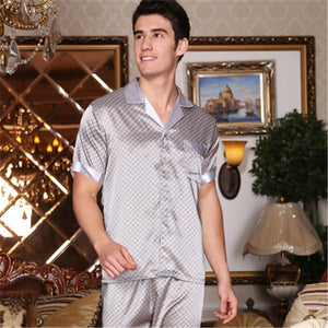 Male Spring Summer Short Sleeve Silk Pajama