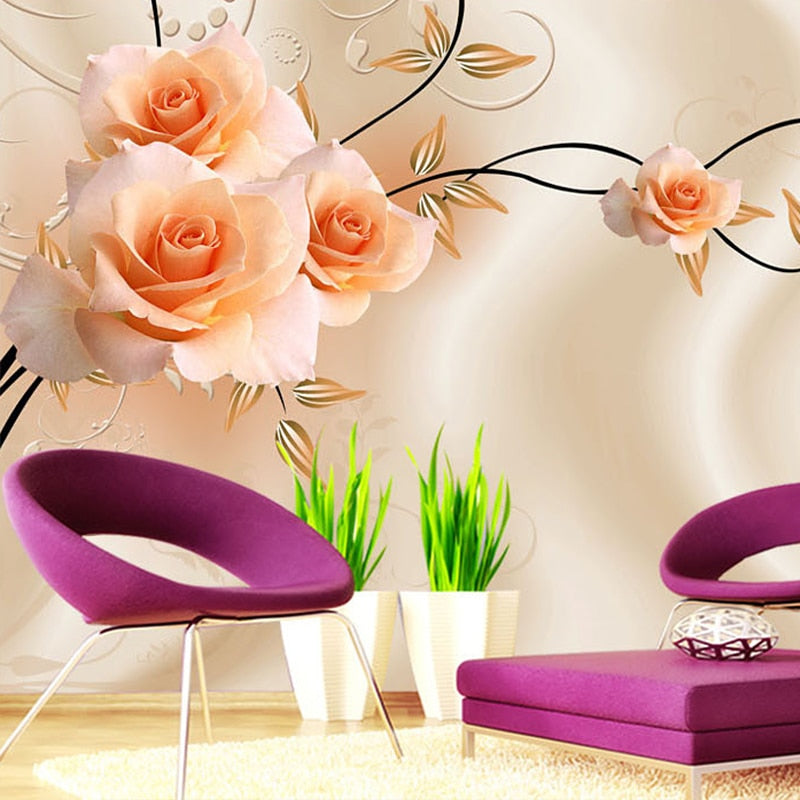 Wallpaper -Size 3D Silk Cloth Flowers