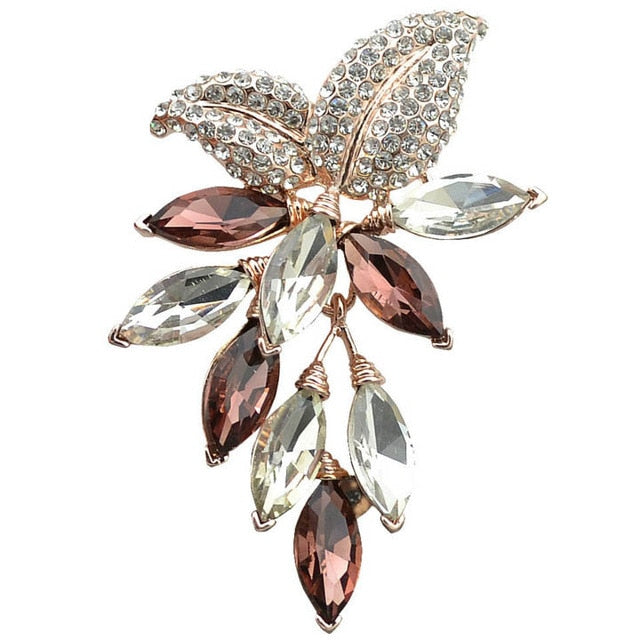 Broach - Crystal Flower Large Broach