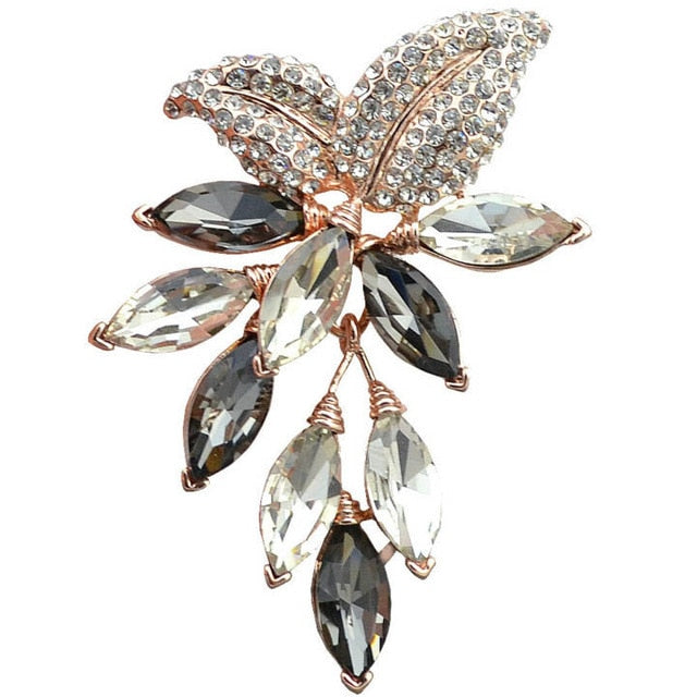 Broach - Crystal Flower Large Broach