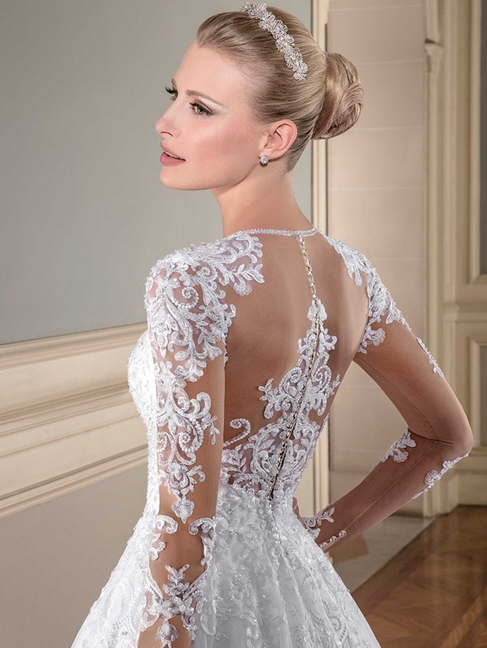 A-line Beautiful Long Sleeve Wedding Dress