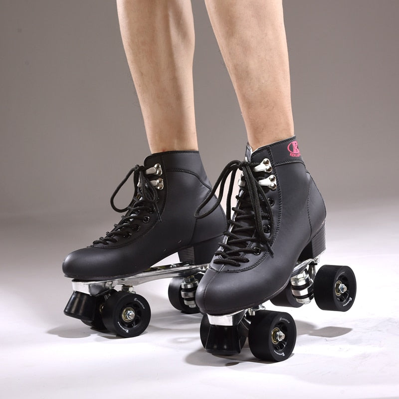 Men's  4 Wheels Quad Roller skates skating shoe