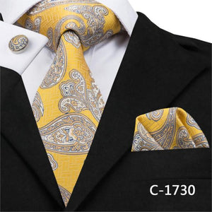 Jacquard Silk Ties Pocket Square Cufflinks