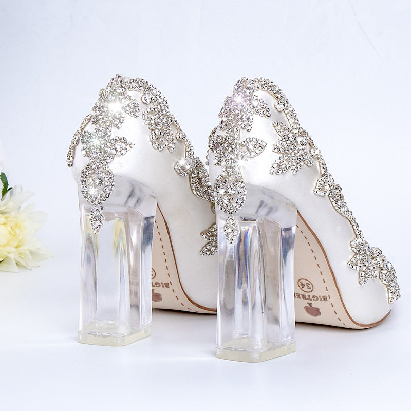 Shoes - Bride Clear Heels Crystal Pumps