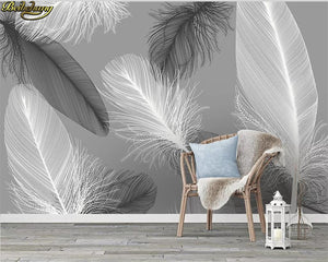 Wallpaper - 3d Mural Modern Nordic Feather Background Wall Paper