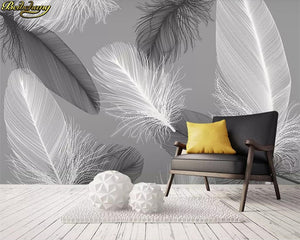 Wallpaper - 3d Mural Modern Nordic Feather Background Wall Paper