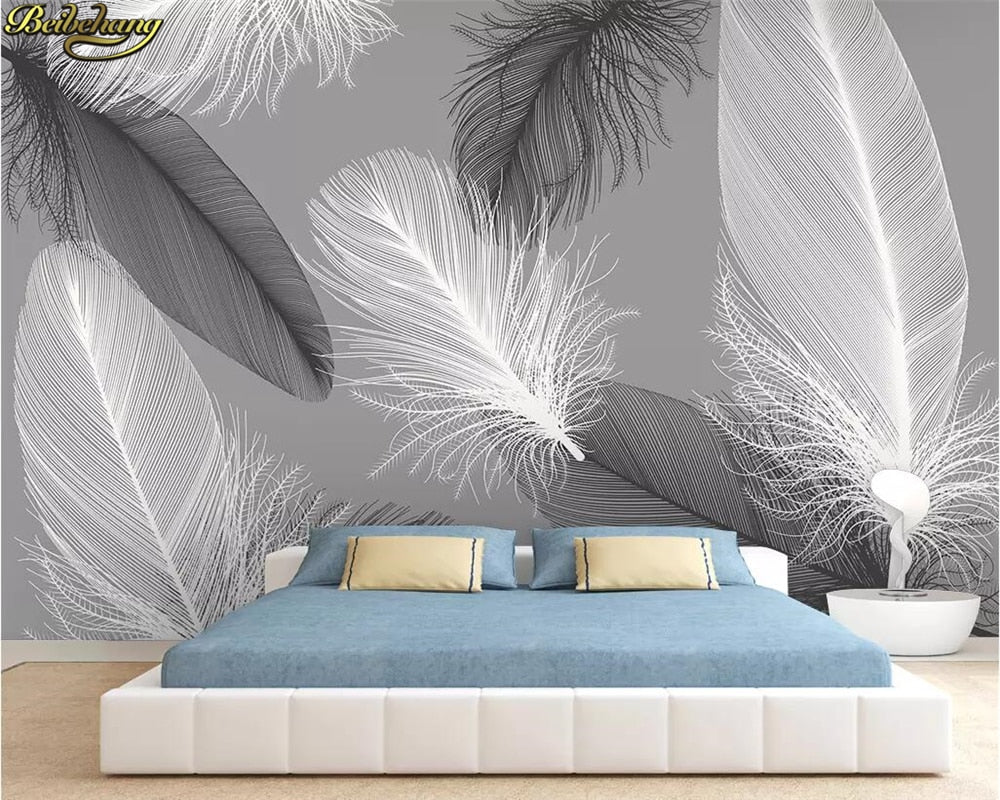 Wallpaper - 3d Mural Modern Nordic Feather Background Wall Paper