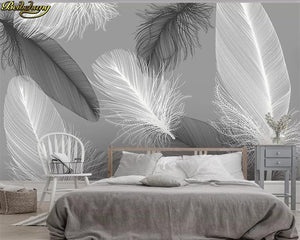 Wallpaper - 3d Mural Modern Nordic Feather Background Wall Paper