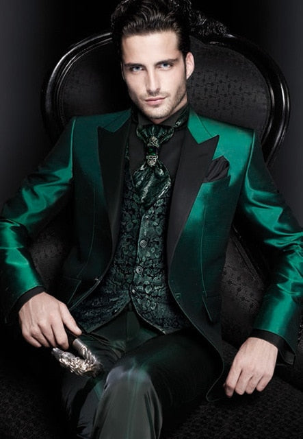 Suit - Italian Green Men Suit