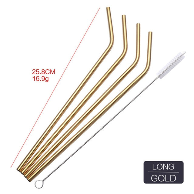 Straws - 4PCS Metal Drinking Straws