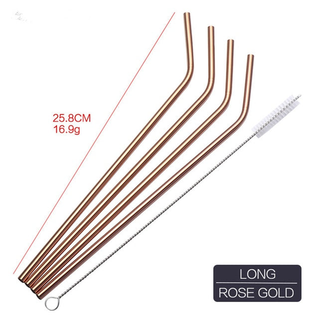 Straws - 4PCS Metal Drinking Straws