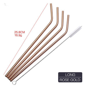 Straws - 4PCS Metal Drinking Straws