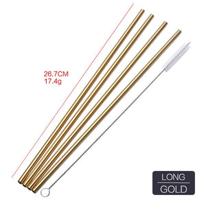 Straws - 4PCS Metal Drinking Straws