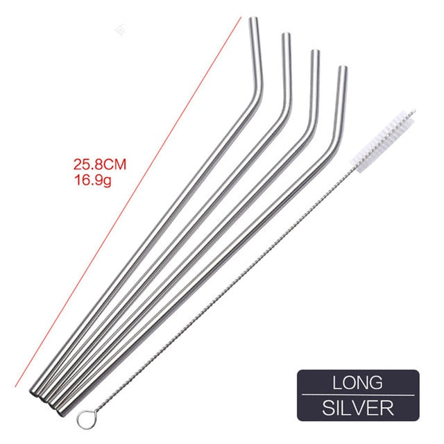 Straws - 4PCS Metal Drinking Straws