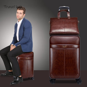 Luggage - Retro PU Leather 16/20/24 inch Rolling Luggage Sets