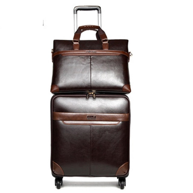 Luggage - Retro PU Leather 16/20/24 inch Rolling Luggage Sets