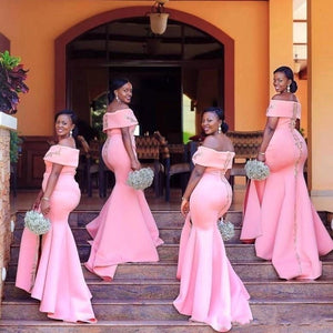 Dress - Blush Pink African Long Bridesmaid Dresses