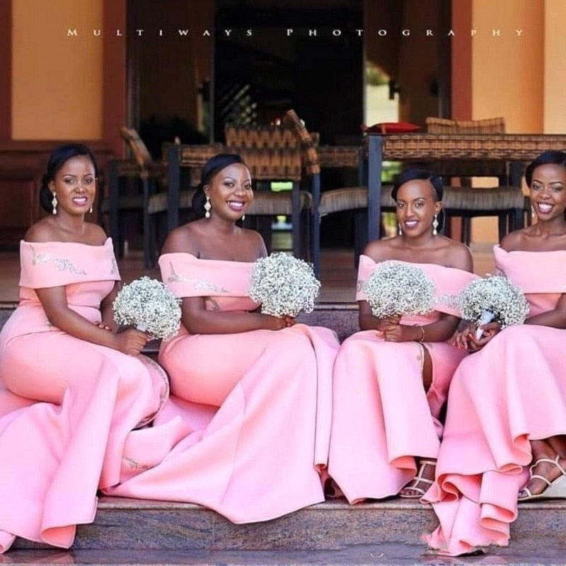 Dress - Blush Pink African Long Bridesmaid Dresses