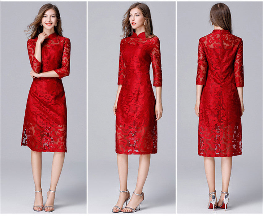 High Quality Red Lace Dress