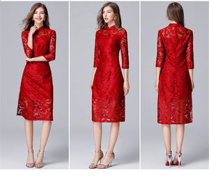 High Quality Red Lace Dress