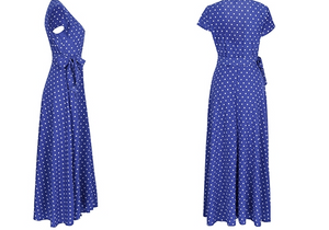 V-Neck Dot Long Dress